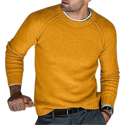Autumn Winter Men Long Sleeve O Neck Solid Color Sweater Pullover Thick Knitted Turtleneck Slim Jumper Soft Warm