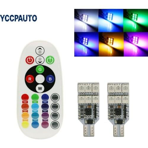 T10 LED Light Flash Strobe 194 168 W5W 5050 SMD RGB car wedge light turn signal indoor dome wedge read bulb w/ remote control