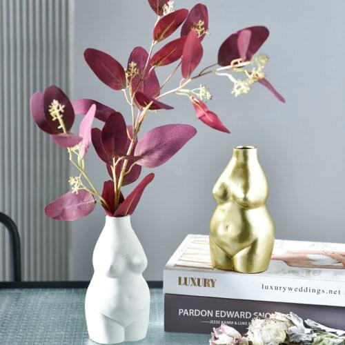 Resin Vases Body Art Bust Statue Flower Insert Ornaments Frosted Porcelain Crafts Creativity Vase Desk Decor Home Decoration