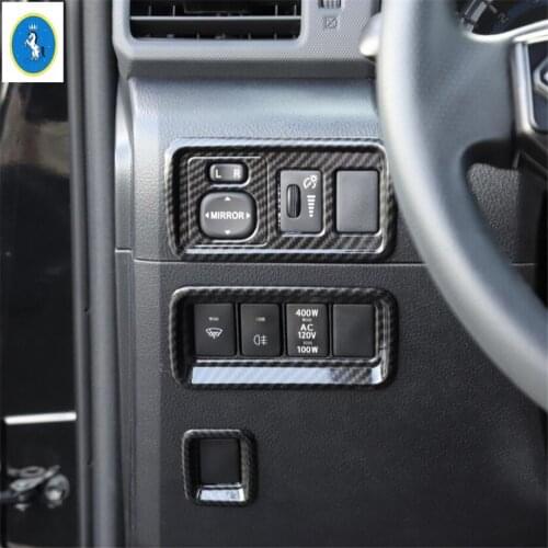 Yimaautotrims Auto Accessory Rearview Mirror Adjust Button Switch Cover Trim Fit For Toyota 4Runner 2010 - 2019 ABS Carbon Fiber