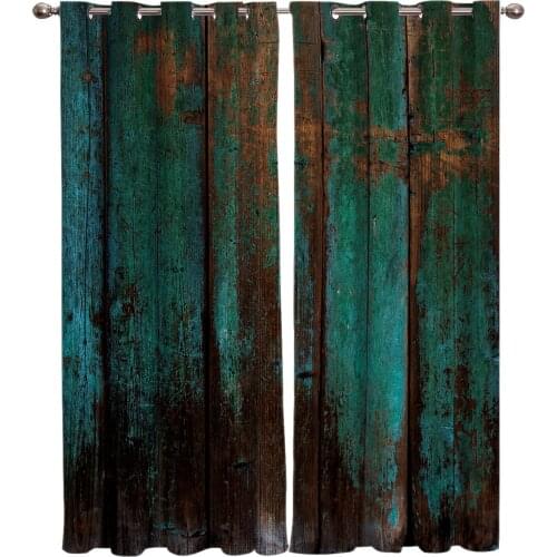 Vintage Wood Grain Texture Window Treatments Curtains Valance Bedroom Indoor Drapes Decor Curtain Panels With Grommets Window