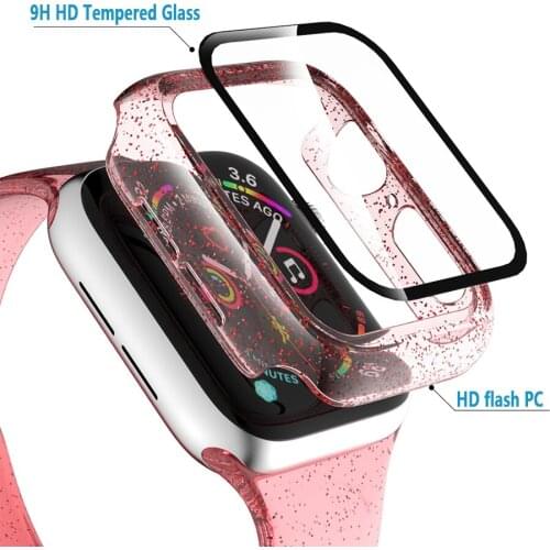 Glitter Screen Protector Clear Full Coverage Protective Film for Apple Watch 5 4 3 2 1 Protective Case Iwatch 40MM 44MM 38MM 42M