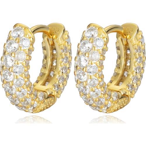 Classic 925 Sterling Silver Hoop Earrings for Women Luxury Geometric Circle CZ Zircon Huggie Earrings Gold Color Bijoux 2020 New