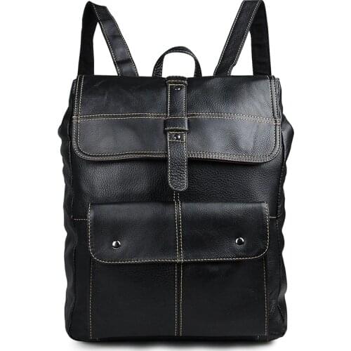 Nesitu Black / Coffee Real Skin Genuine Leather Women / Men Backpacks Cowhide Girl Backpack #M7335