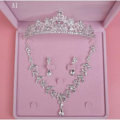 High Quality Fashion Crystal Wedding Bridal Jewelry Sets Women Bride Tiara Crowns Earring Necklace Wedding Jewelry Accessories