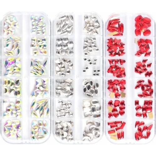 1 Box Glitter 3D Rhinestones Shiny Nail Art Decorations Mixed Size Crystal Nail Gems DIY Nail Art Manicure Decorations