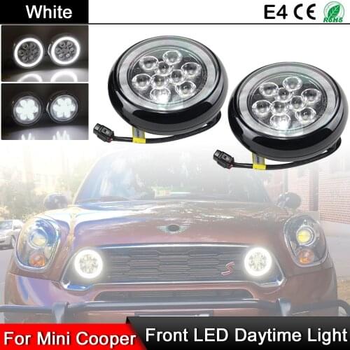 1 Pair For Mini Cooper R55 R56 R57 R58 R60 R61 White LED Halo DRL Daytime Running Light Rally Driving Fog Lights