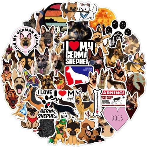 10/50pcs/set Kawaii Cartoon German Shepherd Dog Stickers Pet Animal Waterproof Sticker Wall Stickers Pack For Kids Decal