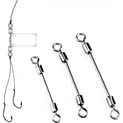 10PCS/lot Line Wire Leaders Fishing Connector Pin Bearing Rolling Swivel Fishhook Line Stainless Steel Accessories