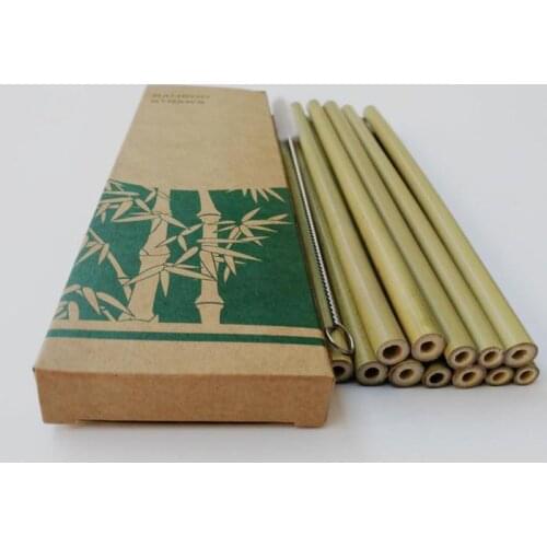 100sets Bamboo Straws Sets Reusable Eco Friendly Handcrafted Natural Bamboo Drinking Straws and Cleaning Brush lin5132