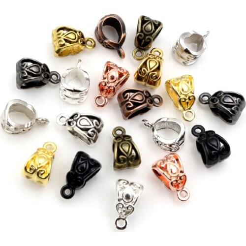 20pcs 13x8x8mm Beads Bails Pendants Jewelry Making DIY Necklace Antique Silver Plated Beads Bails Pendants Charm Beads Bails