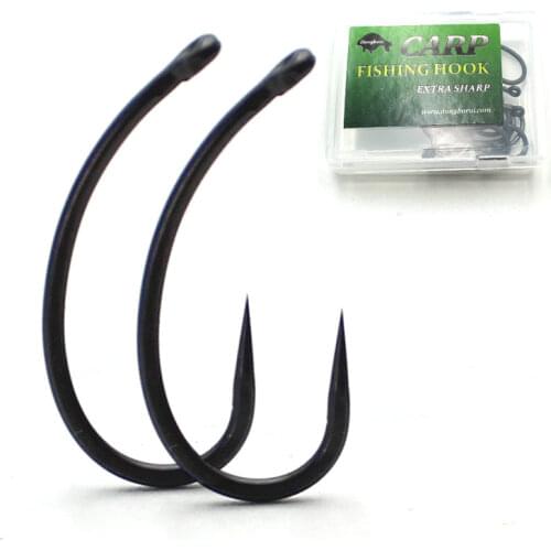 20PCS high carbon steel carp fishing hook PTFE coated Barbless curved shank hook Carp Hook 6/8 carp fishing accessories
