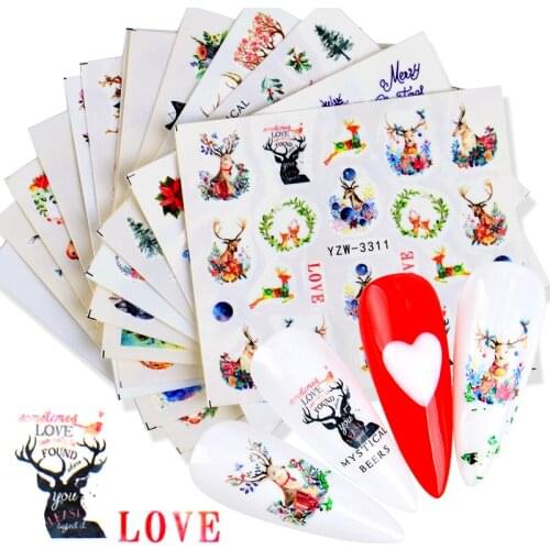 2021 New Nail Art Sticker Christmas DIY Water Transfer Sliders for Manicure Nails Self-adhesive Decorations Tool