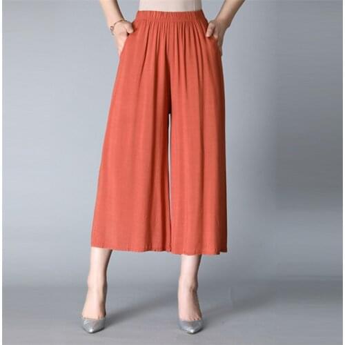 2020 Womens Casual Loose thin Wide Leg Palazzo Pants Women brand cotton linen Trousers plus size 4xl 5xl 6xl 7xl Dropshipping