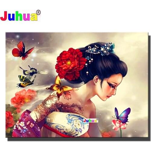 5D DIY Diamond Painting Fantasy Fairy Flower Princess Japanese Girl Full Round Square Kit Diamond Embroidery Mosaic Decoration