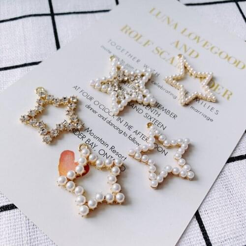 DIY jewelry accessories temperament diamond inlaid pearl five-pointed star pendant necklace jewelry accessories materials