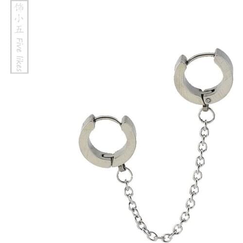 Asymmetrical Chain Individual stacking Long Drop Earrings for men women Fashion Jewelry Accessories Stainless steel Hoop earings