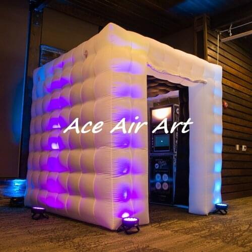 Cheap portable inflatable selfie photo booth with black background and 6 pcs spotlights for wedding party event