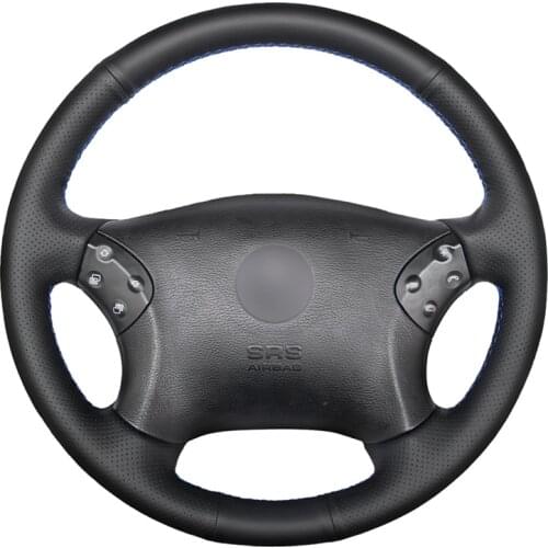 Black PU Artificial Leather Car Steering Wheel Cover for Mercedes Benz W203 C-Class 2001 2002 2003 2004 2005 2006 2007