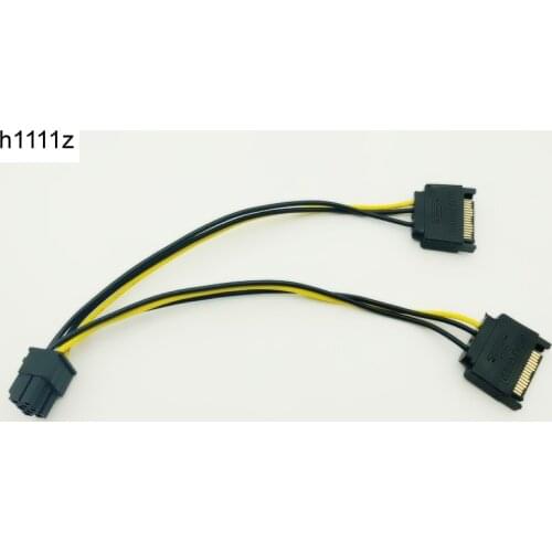Dual 15Pin SATA Male to 6pin PCI-E PCIe PCI Express Graphics Video Display Card Dual SATA to 6pin Power Cable for ETH BTC Mining