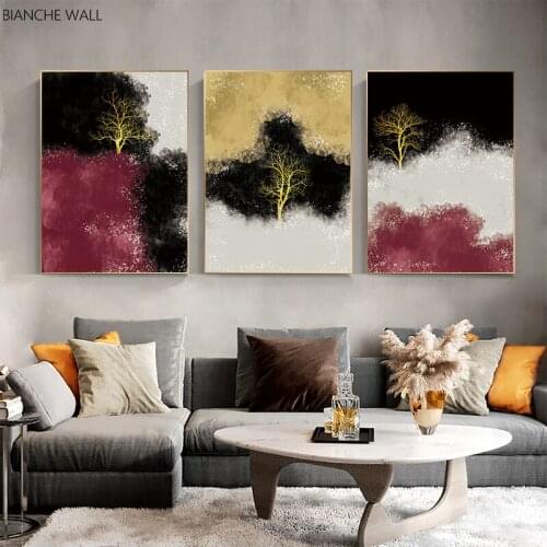 A Tree European Luxury Poster Modern Abstract Landscape Wall Nordic Canvas Print Painting Contemporary Art Decorative Picture