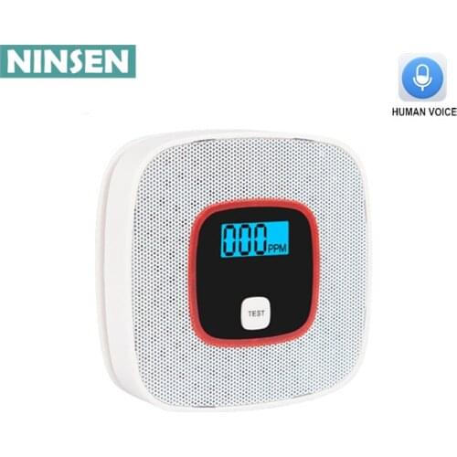 Indepedent CO leak alarm detector with LCD screen DC carbon monoxide sensor human voice poison gas tester home security warning