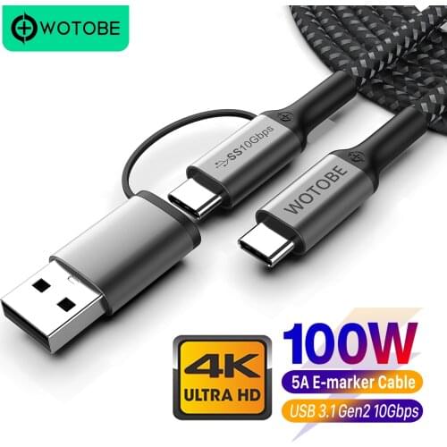 3m 10ft USB-C to C Cable 5A E-MARK PD100W USB 3.1 Gen2 10Gbps 4K 60Hz Video Nylon weaving alloy Power Line for Computer laptops