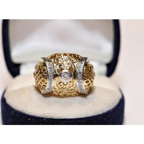 Antique Original Victorian Time 18k Gold Natural Diamond Decorated Amazing Pretty Ring