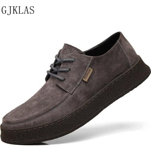 Cow Suede Sneakers Men Platform Shoes Comfortable Vulcanize Shoes Men Classic Lace Up Casual Fashion Shoes Man Sneakers 2021
