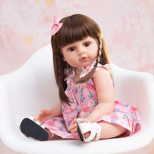 Children Toys 55 cm Bebe Reborn Toddler Doll Girl Pink Princess Super Soft Full Body Silicone Lifelike Doll Real Touch Toy Gifts