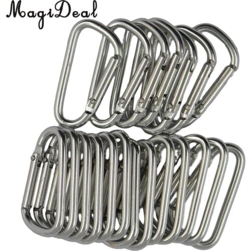 MagiDeal High Quality 20Pcs/Set Aluminum D Shape Hiking Carabiner Buckle Snap Spring Clip Hook Keychain Kit for Outdoor Camping