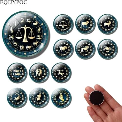 Zodiac Sign fridge magnet Constellation 30MM refrigerator magnets Leo Scorpio Aries Libra Birthday fridge sticker Home Decor
