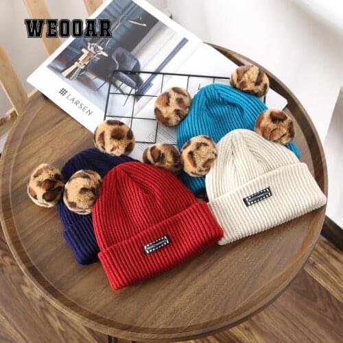 Fashion Leopard Pompom Hats for Women 2021 Witner Beanie Luxury Warm Knitted Hats Autumn Ladies Bonnet Hip Hop Mens Caps MZ224
