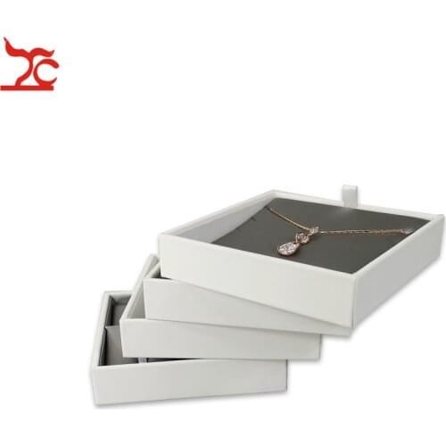 Fashion White PU Jewelry Display Tray Grey Necklace Ring Case Portable Pendant Storage Display Accessorie Bijoux Box 6Styles