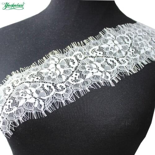 YACKALASI Soft Knitted Eyelash Lace Fabrics Shiny 100% Nylon Underwear Lace Black And White Trims 9cm*290CM #444