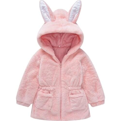 Baby Girl Clothes Winter Warm Fur Coat New Wool Sweater Padded Jacket Big Rabbit Ears Thickened Quilted Cotton Baby Coat