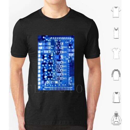 Circuit Board T Shirt Print Cotton Computer Circuit Board Technology Processor Chip Chips Macro Blue Hardware Lines