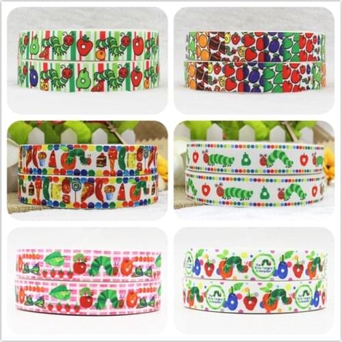Q&N ribbon 16mm 22mm 25mm 38mm 50mm 75mm fruit insect printed grosgrain ribbon 50yards/roll for headband hair tie free shipping