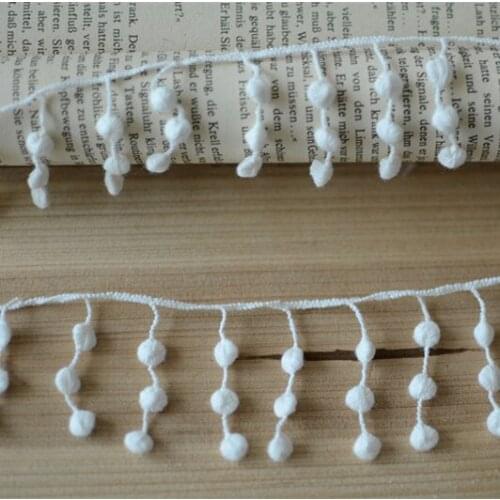 Off White Pompom Trim Ball Lace Trim DIY CRAFT For Dress Wedding 4cm Width