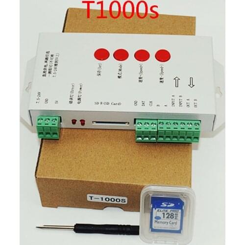 T1000S SD Card WS2801 WS2811 WS2812B LPD6803 LED 2048 Pixels Controller DC5~24V T-1000S RGB Controller
