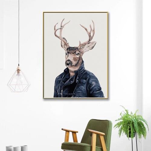 Nordic Deer Guy Posters And Prints Wall Painting Living Room Paintings Wall Decor