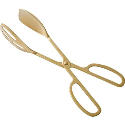 Food Tong Gold-plated Snack Cake Clip Salad Bread Pastry Clamp Baking Barbecue Tool Fruit Salad Cake Clip Kitchen Utensils