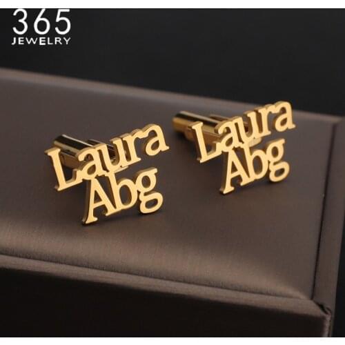 Stylish Simple Stainless Steel Cufflinks Customized Individual Name Men Boyfriend Birthday Gift мужской Party Elegant Jewelry