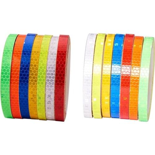 8Mx10mm PVC Reflective Tape Stickers Hi Vis Viz Safety Car Bicycle Cycling Self-Adhesive Safety Warning Decals