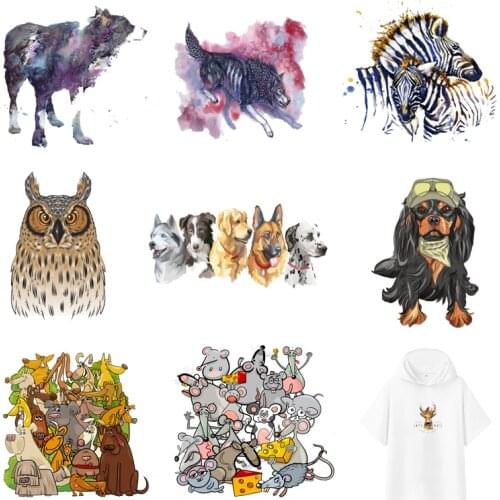 Iron-on Transfers for Clothing Patches Clorhing Stickers Stripe Dress Diy Animals Appliques Patch Fusible Vinyle Thermocollant F
