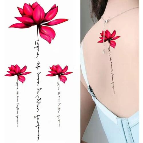 Lotus Peony Rose Flower Plant Waterproof Temporary Tattoo Sticker Flash Tatoo Woman Sexy Ankle Arm Body Art Fake Tatto Girl Kids
