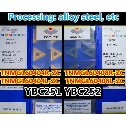 YBC251 YBC252 TNMG160404/08L 160404/08R-ZC 10pcs 20pcs 50pcs 100% original Zcc.ct Carbide insert Processing: alloy steel, etc