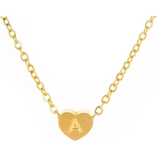 Gold Color 26 Letters Heart Pendants Necklaces for Women Clavicle Chain 2020 Fashion Jewelry Short Necklace Female Simple New