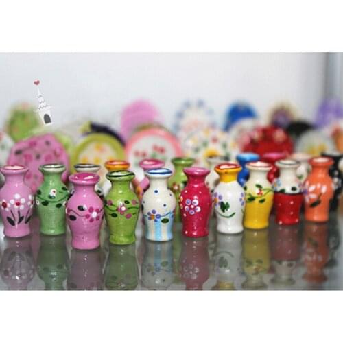 1Pc 1:12 DIY Handmade Mini Ceramic Pot Doll House Kitchen Ceramic Ornament Decora Vase Dollhouse Miniatures