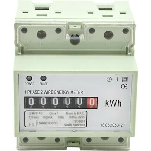 10(60)A 230V Digits Step Motor Impulse Register MK-LEM011AG Single Phase Din Rail KWH digital Watt Hour Energy Meter